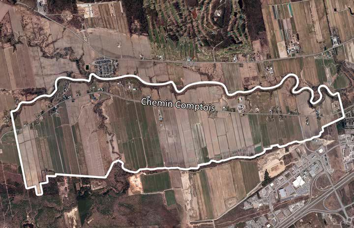 Photo aérienne et délimitation des ensembles agricoles du Chemin Comtois